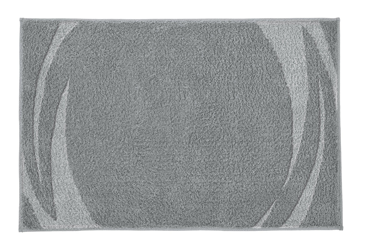 Rechteckige graue Badematte mit dezentem, geschwungenem Muster Design