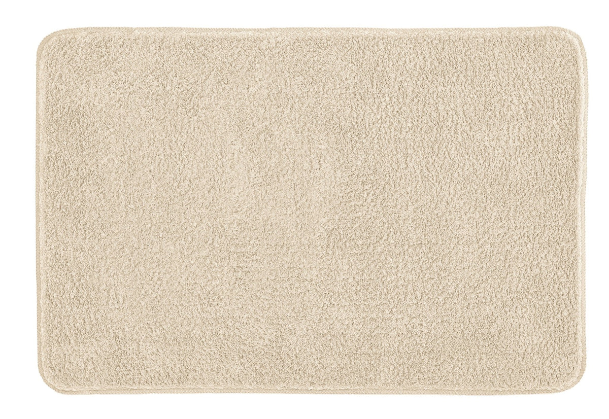 Rechteckige, cremebeige Badematte mit weichem, dichtem Hochflor-Teppich