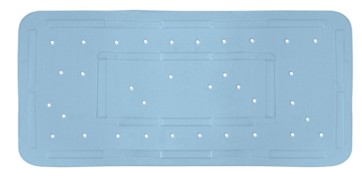 Rechteckige hellblaue Badewannen-Antirutschmatte mit kleinem Lochmuster