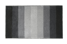 Rechteckige Badematte mit breiten Graustreifen, weich und flauschig