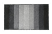Rechteckige Badematte mit breiten Graustreifen, weich und flauschig