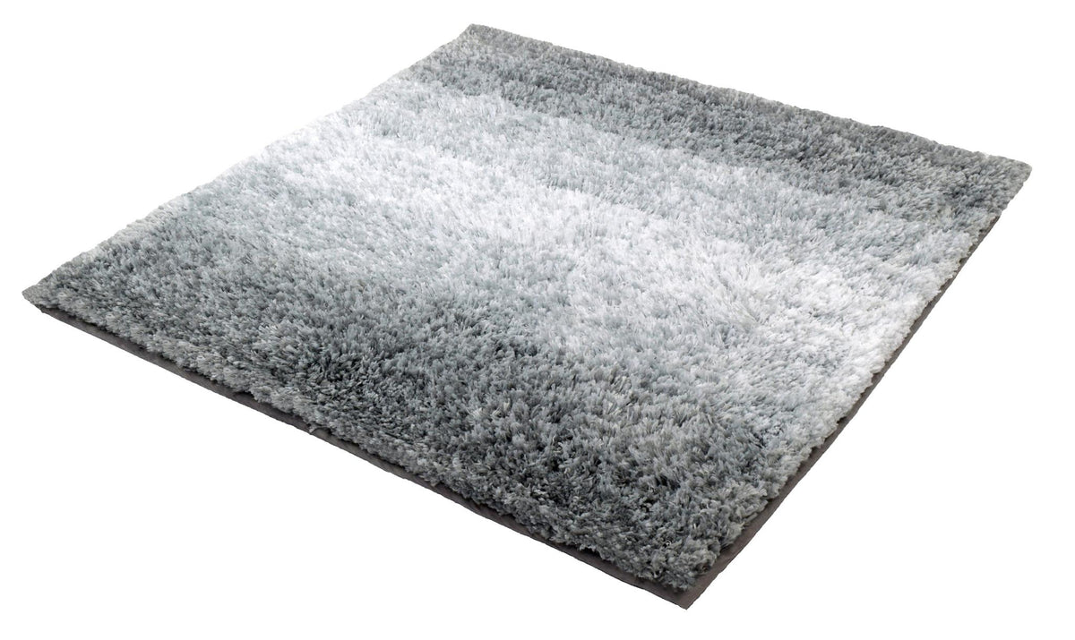 Quadratischer Hochflor-Badteppich in Grautönen mit Farbverlauf, modernem Look