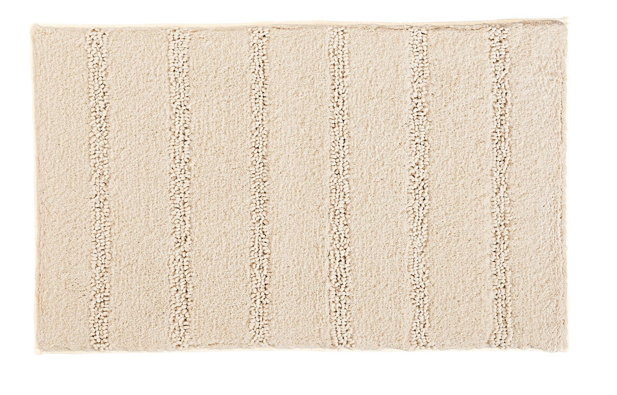 Rechteckige beige Badematte mit weichen, leicht erhöhten Streifen
