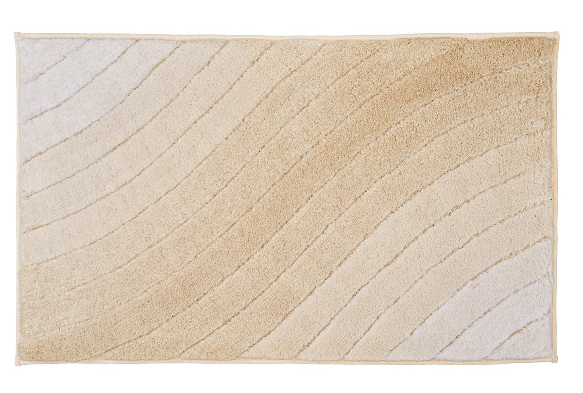Rechteckige Badematte in Beige und Creme mit geschwungenem Muster Design