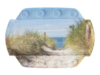 Badematte mit Strandweg zwischen Dünen und Blick auf das Meer Motiv