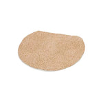 Runde beige Badematte mit weicher, flauschiger Oberfläche aus Stoff