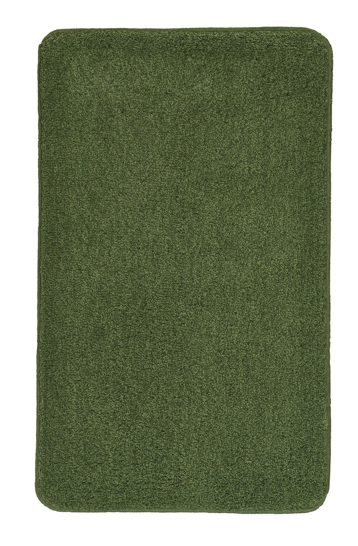 Rechteckige, grüne Badematte mit weicher, dichter Oberfläche aus Textil