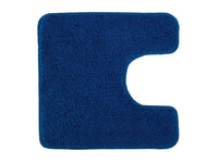 Blauer U-förmiger WC-Vorleger aus hochflorigem Badteppich mit Flor