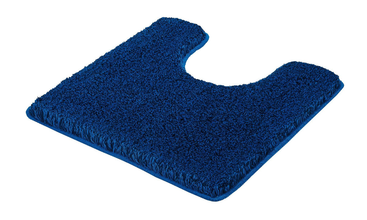 Blaue, u-förmige WC-Badematte mit dichtem, hochflorigem, weichem Flor