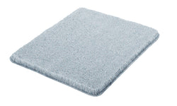 Rechteckige hellblaue Badematte mit weichem, dichtem Flor aus Stoff