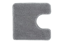 Graue, U-förmige WC-Badvorlage aus dichtem, weichem Hochflor Teppich