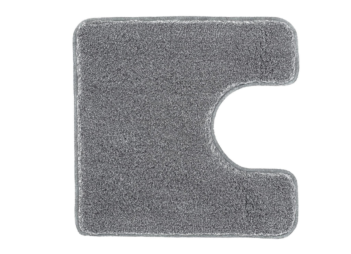 Graue, U-förmige WC-Badvorlage aus dichtem, weichem Hochflor Teppich