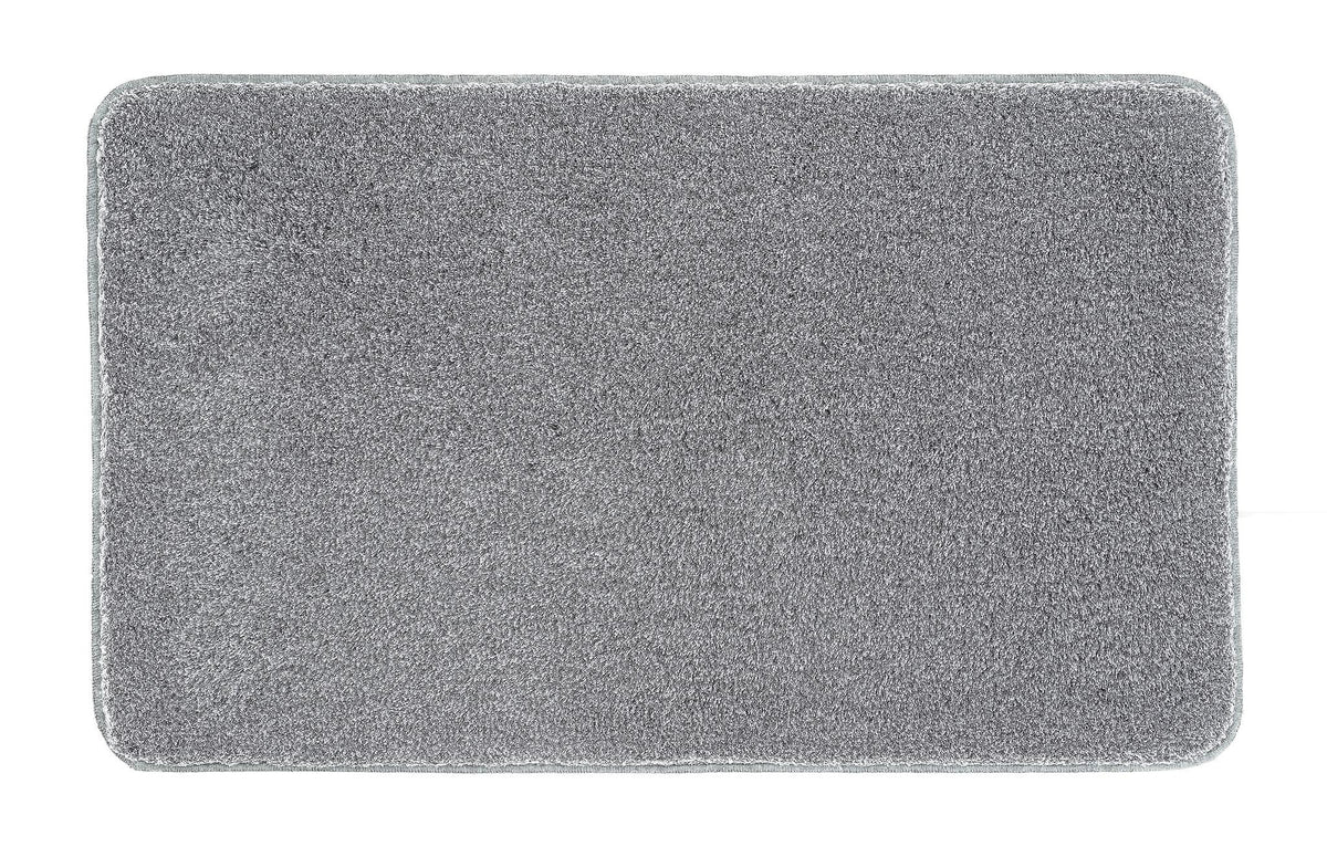 Rechteckige, dunkelgraue Badematte mit dichtem, weichem Hochflor aus Stoff