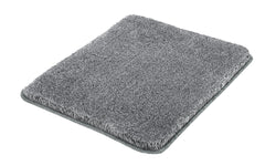 Rechteckige, dunkelgraue Badematte mit dichtem, weichem Flor aus Textil