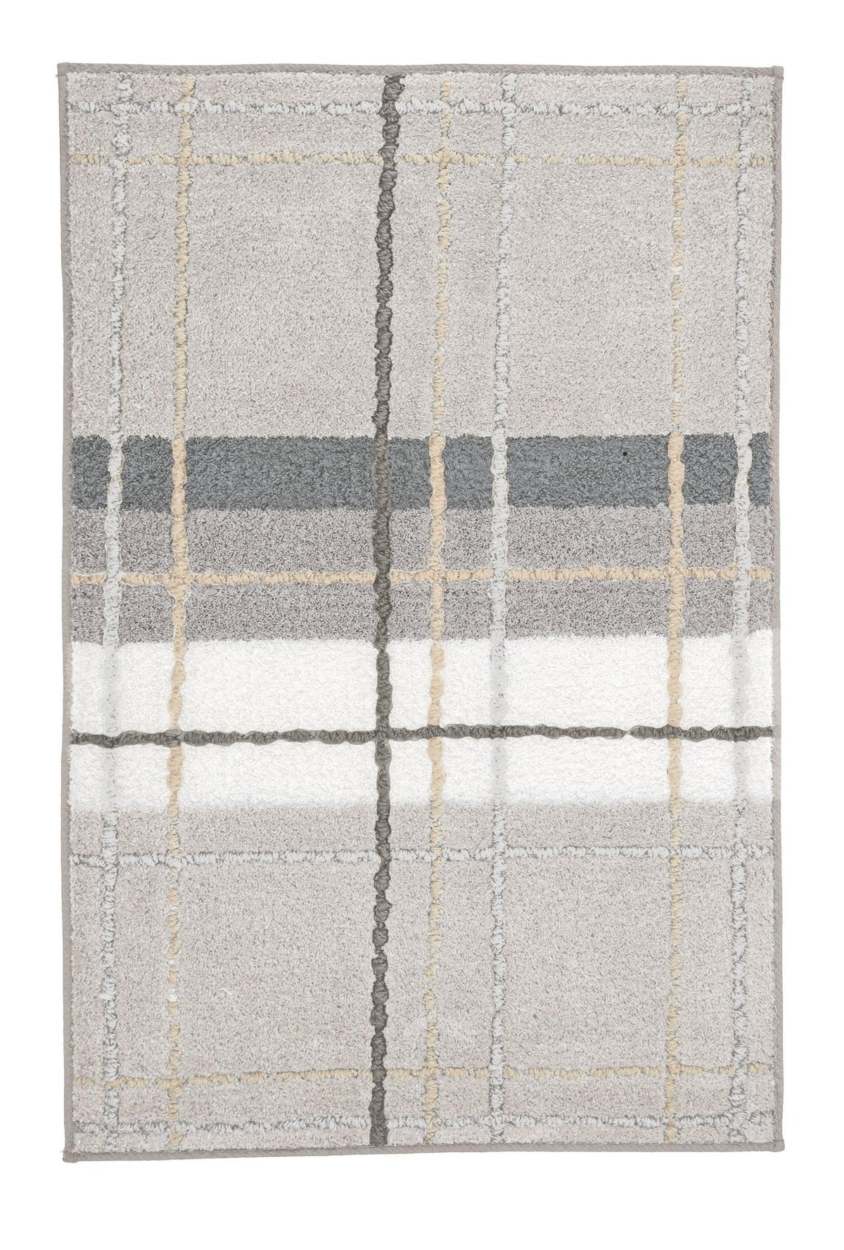 Badematte mit kariertem Muster in Grau, Beige, Weiß und Creme-Tönen