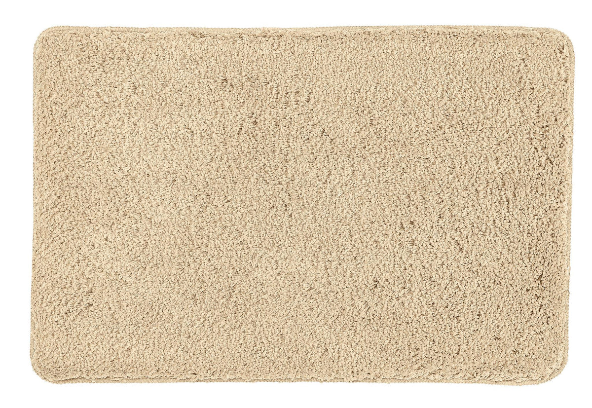 Rechteckige, flauschige Badematte in Beige mit weicher Hochflor-Oberfläche