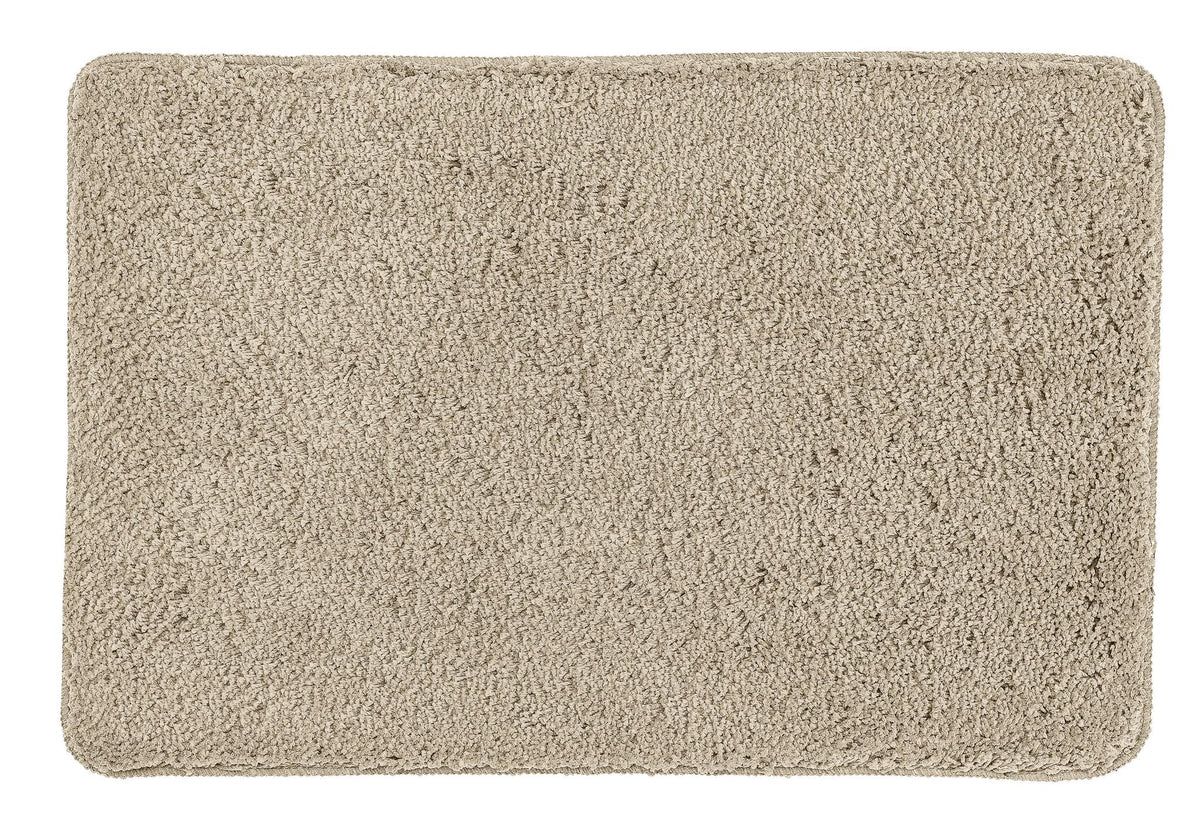 Rechteckige beige Badematte mit dichtem, weichem Hochflor-Teppich