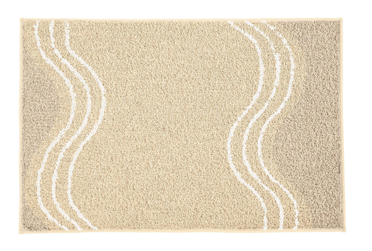 Beiger Badteppich mit Wellenmuster in zarten Creme- und Hellbrauntönen