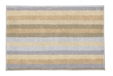 Rechteckiger Badteppich mit breiten Streifen in Beige, Grau und Creme
