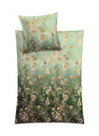 Bettwäsche-Set in Grün mit zartem floralen Blumenmuster und Pflanzenranken
