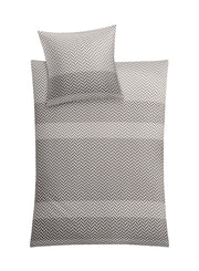 Bettwäsche-Set mit Kissen, grau-weißes Zickzackmuster von oben gesehen