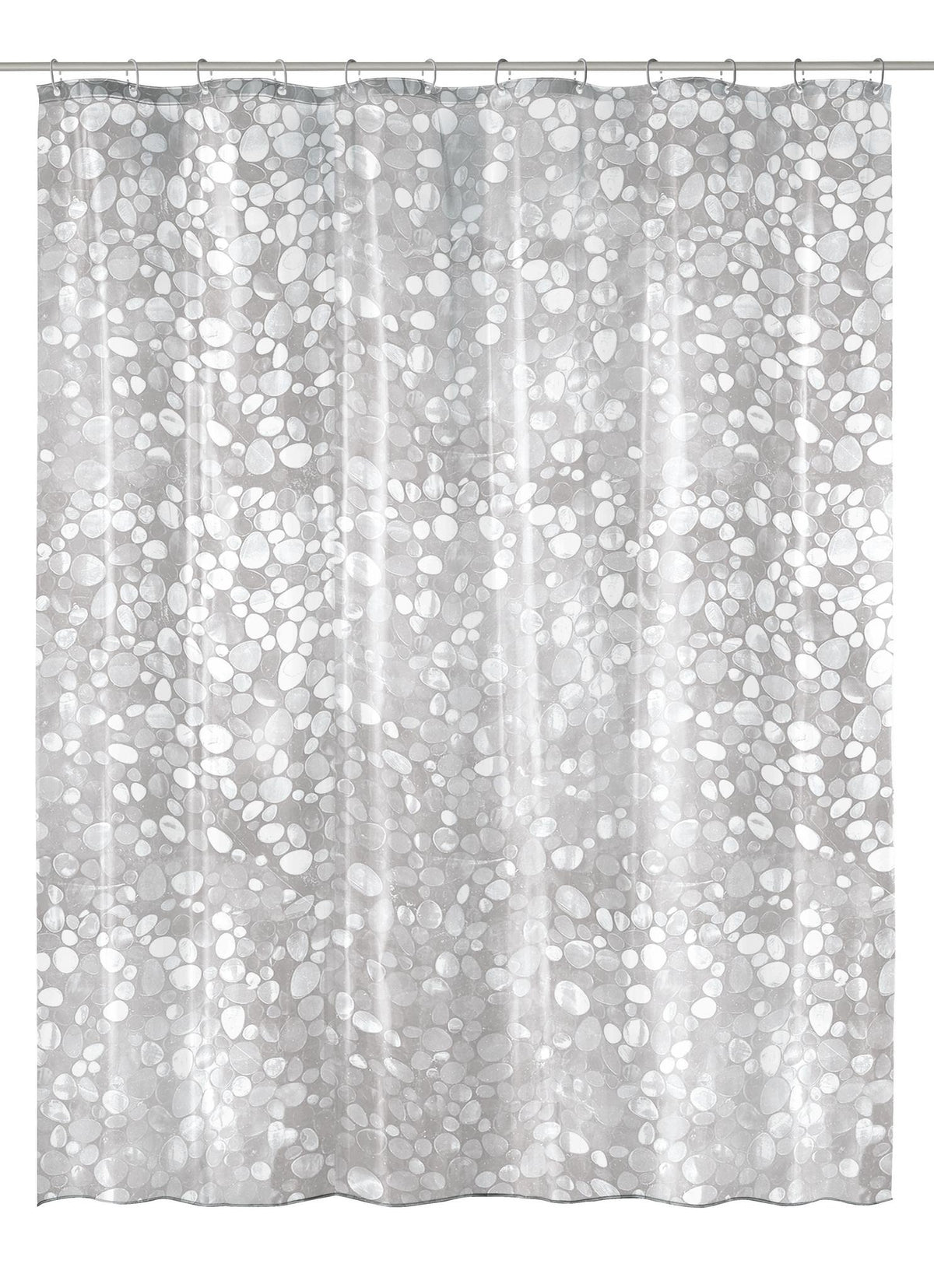 Transparenter Duschvorhang mit grauem allover Kieselsteinmuster Design
