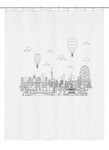 Duschvorhang mit Pariser Stadtsilhouette, Heißluftballons und Riesenrad