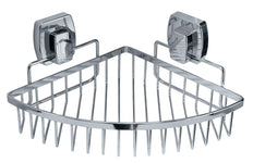 Verchromte Eck-Duschablage als Gitterkorb mit quadratischer Wandbefestigung