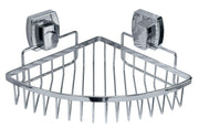 Verchromte Eck-Duschablage als Gitterkorb mit quadratischer Wandbefestigung