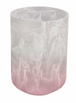 Zahnputzbecher aus Glas mit weiß-rosafarbenem Marmoreffekt Design