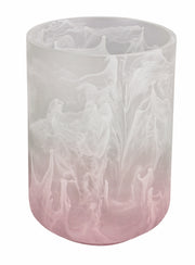 Zahnputzbecher aus Glas mit weiß-rosafarbenem Marmoreffekt Design