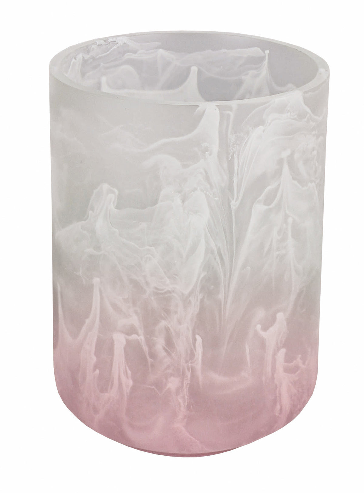 Zahnputzbecher aus Glas mit weiß-rosafarbenem Marmoreffekt Design