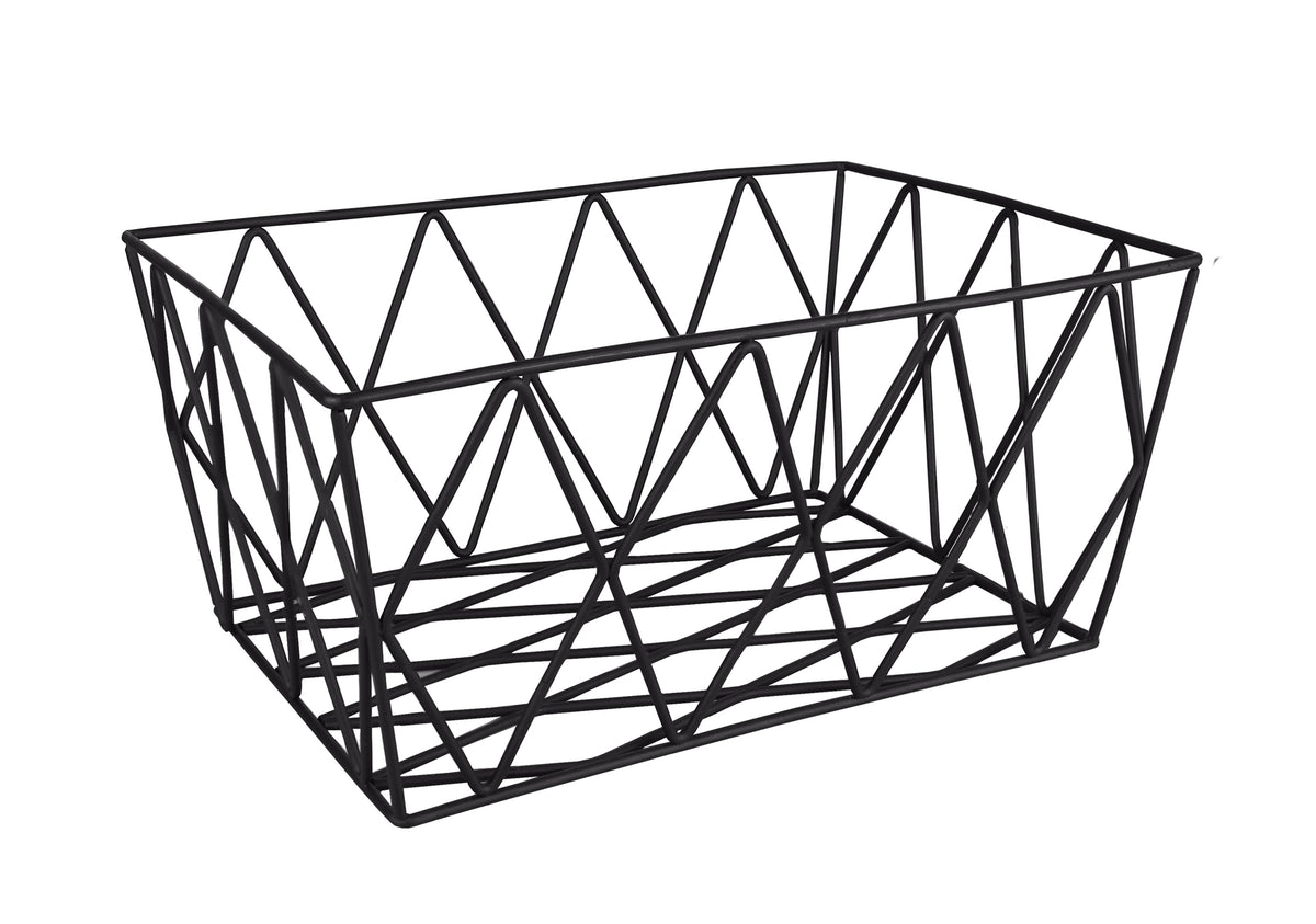 Rechteckiger schwarzer Drahtkorb mit modernem geometrischem Gitterdesign