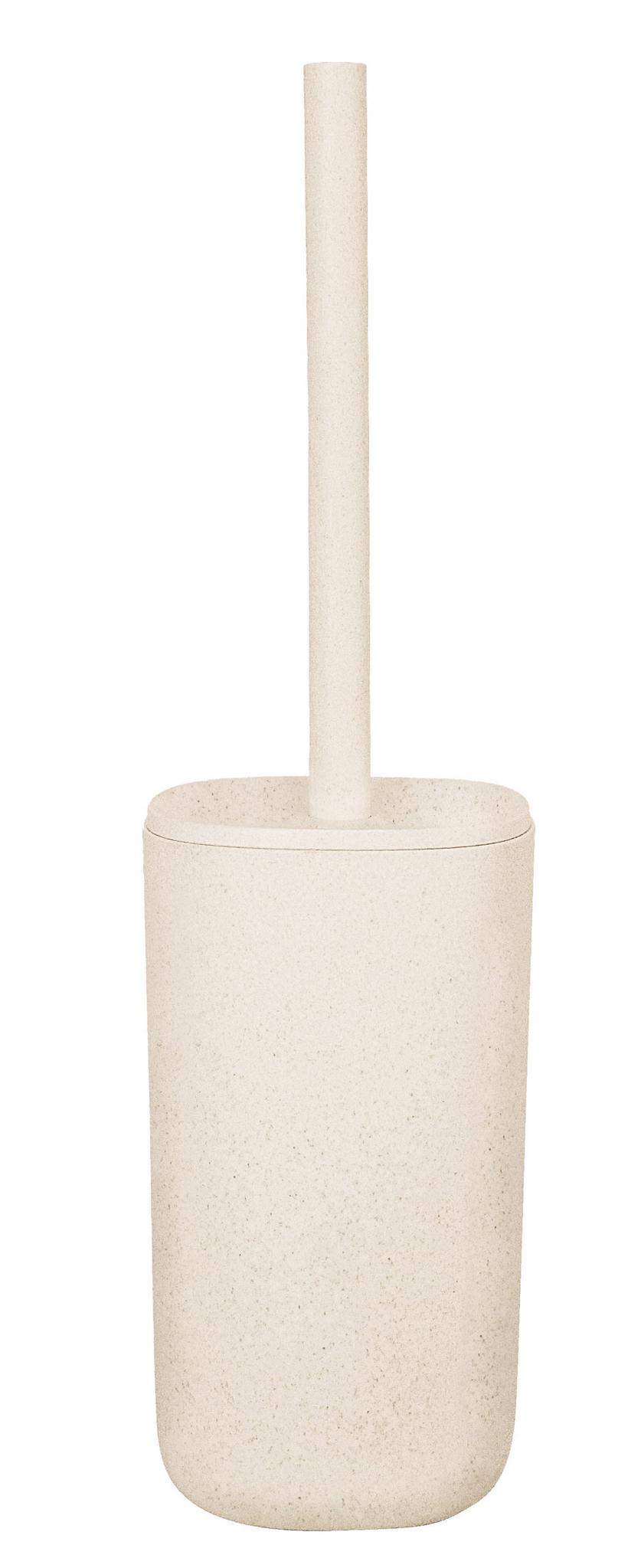 Beiger WC-Bürstenhalter mit passender Toilettenbürste in modernem Design