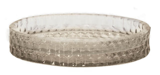 Runde, transparente Glas-Seifenschale mit feiner strukturierter Oberfläche