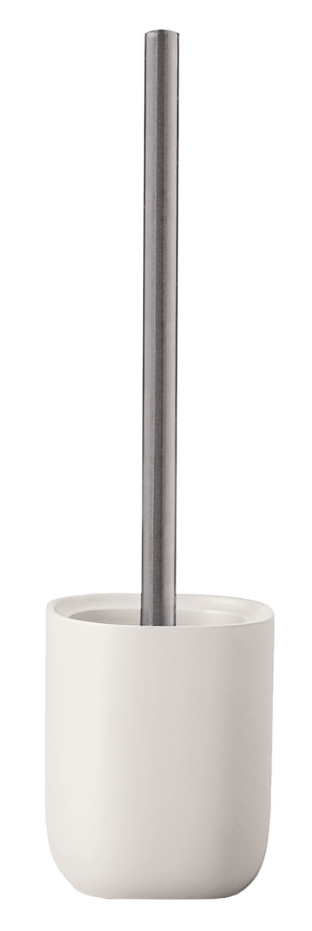 Toilettenbürste mit weißem Becher und langem Stiel aus Edelstahl