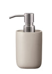 Beiger Keramik-Seifenspender mit mattem Finish und Edelstahlpumpe