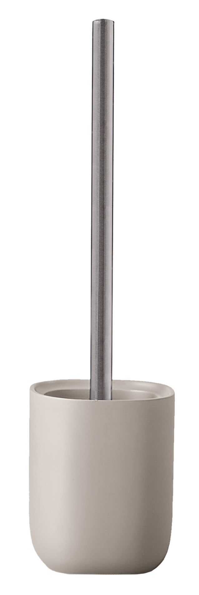 Beiger WC-Bürstenhalter mit Edelstahlstiel, freistehend frontal Ansicht