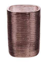 Brauner, gerippter Zahnputzbecher aus Glas mit eckiger Form, modernem Design