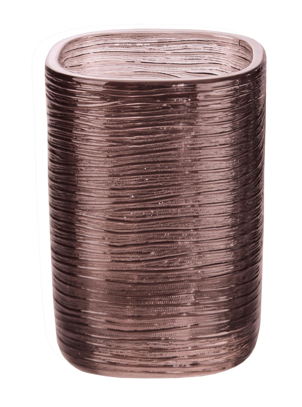 Brauner, gerippter Zahnputzbecher aus Glas mit eckiger Form, modernem Design