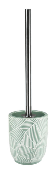 Toilettenbürste mit mintgrünem rundem Keramikhalter und Metallstiel