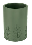 Grüner Zahnputzbecher mit eingeprägtem Blättermotiv aus Kunststoff