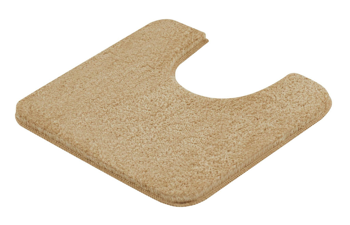 Beiger WC-Badteppich mit U-Ausschnitt aus weichem Hochflor-Teppich