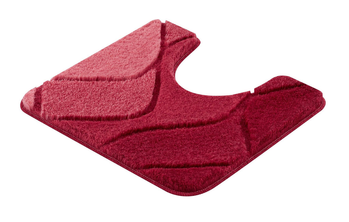 Rote WC-Vorleger Matte in U-Form mit mehrfarbigem Streifenmuster Design