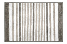 Quadratischer Badteppich mit grauen und weißen breiten Längsstreifen
