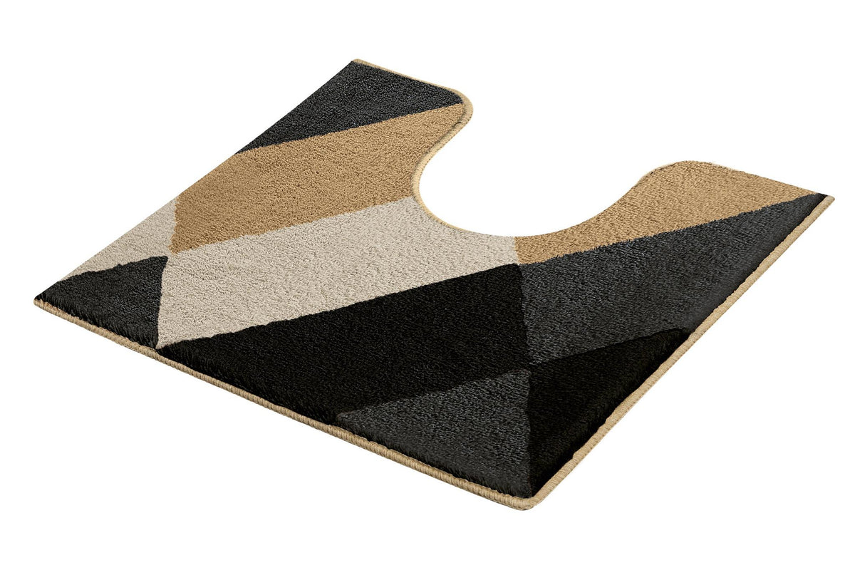 Toilettenvorleger mit geometrischem Muster in Beige, Grau, Schwarz