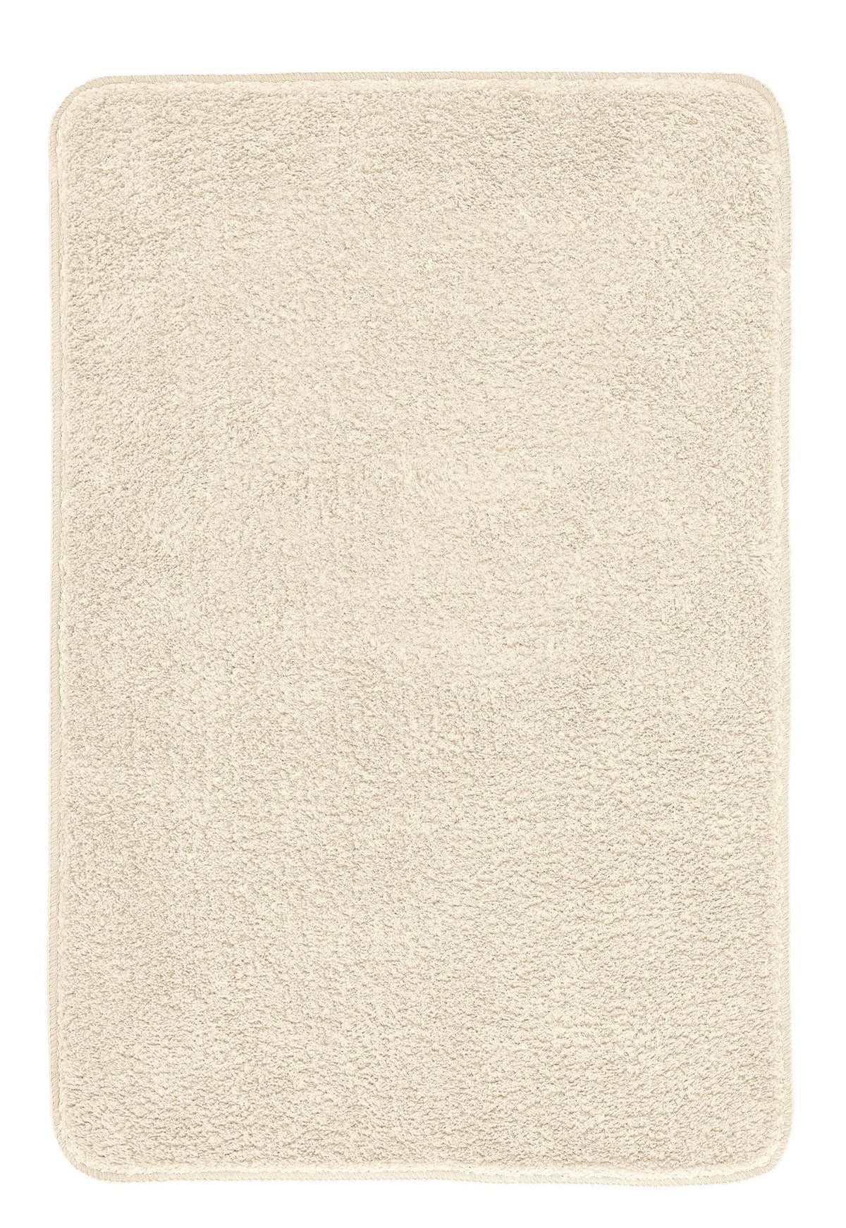 Rechteckige, beige Badvorlage mit weicher, dichter Hochflor-Oberfläche