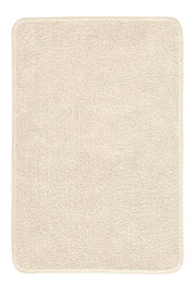 Rechteckige, beige Badvorlage mit weicher, dichter Hochflor-Oberfläche