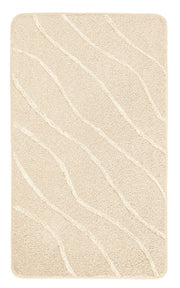 Beige Badematte mit dezentem Wellenmuster in Hoch-Tief-Struktur aus Stoff