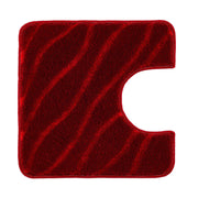 Roter WC-Vorleger aus Hochflor mit Wellenmuster und Ausschnitt vorne